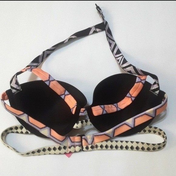 Victoria’s Secret 34B Halter Strappy Push-Up Bikini Swim Top Sexy Plunge - Picture 6 of 8